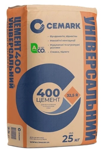 Цемент CEMARK ПЦ ІІ Б-К/КЦ V-А (Ш-В) 400Р 25 кг (CEM II/C-M(S-LL) 32,5 R)